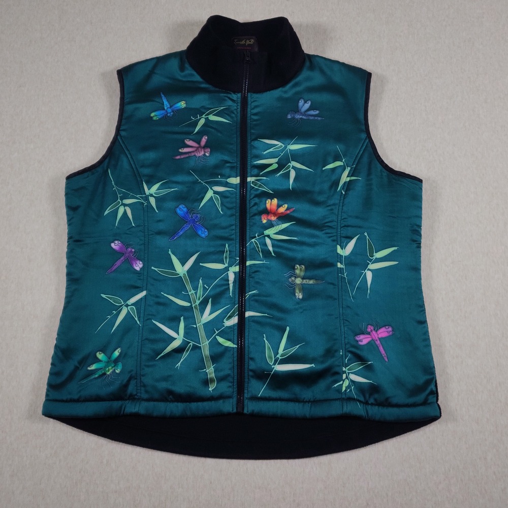 Invisible World Juneau Alaska 100 Silk Shell Fleece Jacket Dragonfly Art Wear XL